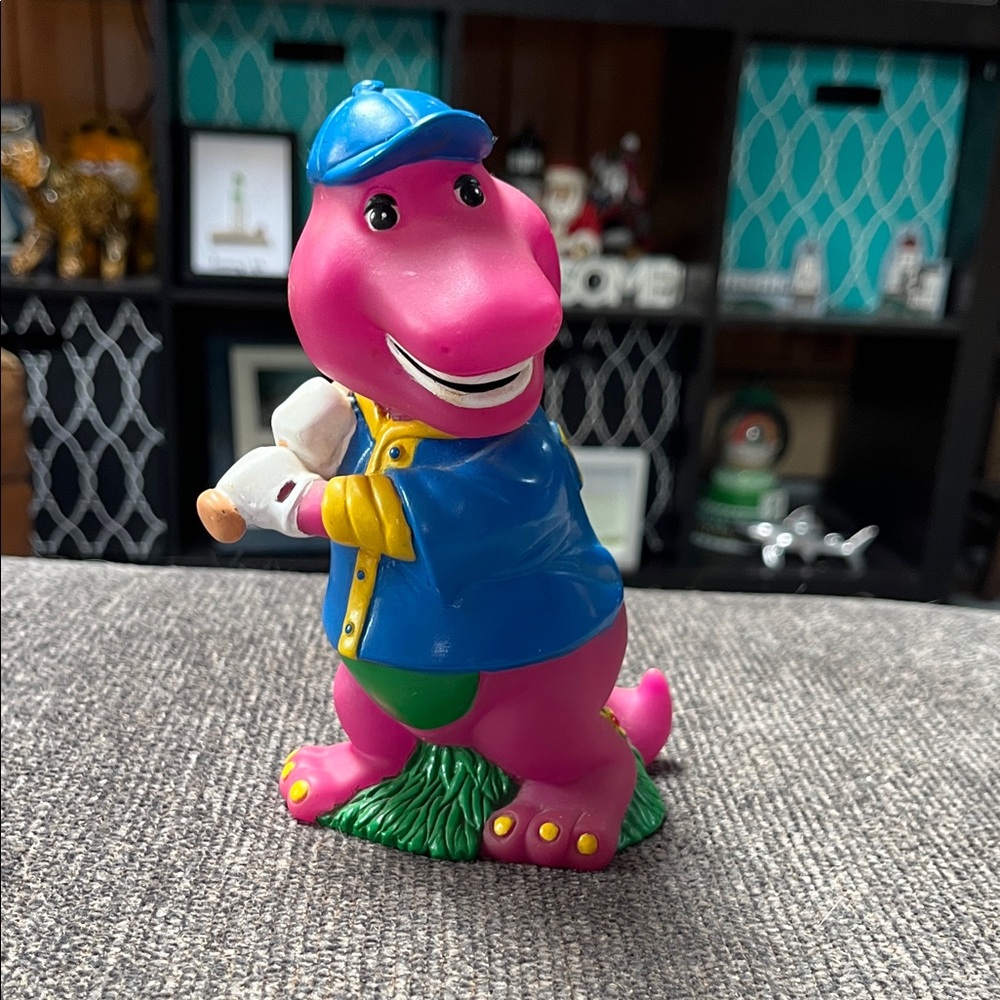 Vintage 1992 Barney the Purple  Dinosaur Bank with Baseball Theme